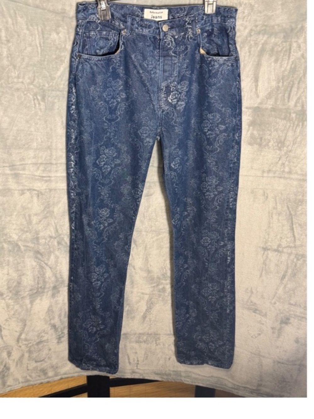 Reformation Men’s Slim Straight Paisley Dark Blue Jeans